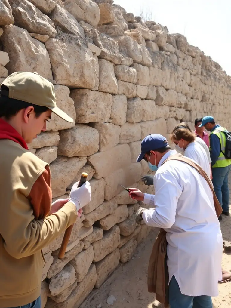 A dynamic image of volunteers constructing a large-scale scenographic installation at a heritage site, demonstrating PASSE-VUE's commitment to preserving cultural heritage.