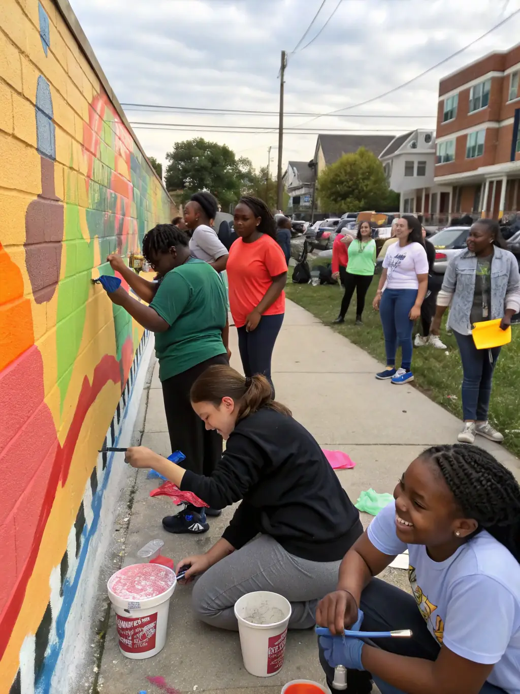 A visually striking image of a community event featuring a PASSE-VUE-designed public art installation, showcasing the organization's role in strengthening local cultural life.