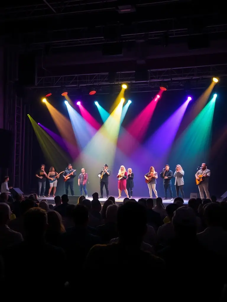 A dynamic image of a live performance incorporating scenographic elements, showcasing the fusion of art and performance.